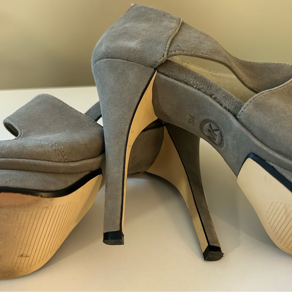 MICHAEL Michael Kors Elena Cross Strap Suede Platform Heels - Picture 9 of 10